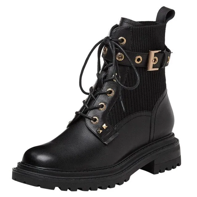 Women Boots Round Toe Thick Sole Ankle Shoes
