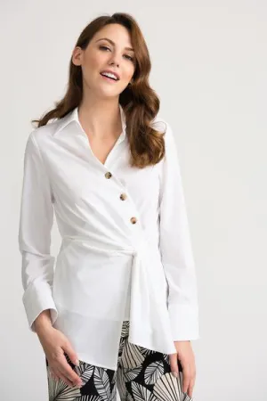 Women's Joseph Ribkoff | Crisp Woven Shirt with Tie | White