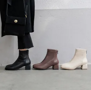 Women's Petite Size Back Zipper Ankle Boots MS202