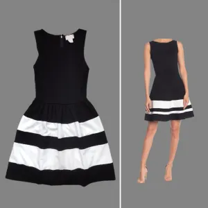 WOMENS SIZE XS or TEEN GIRL - LOVE...ADY, Black / White, Fit & Flare Dress EUC B46