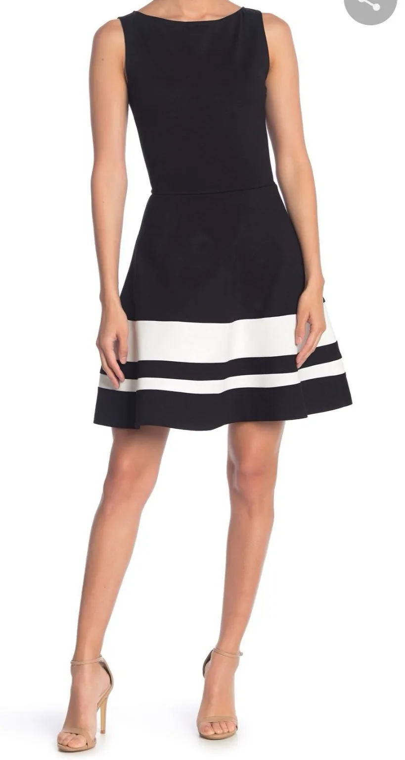 WOMENS SIZE XS or TEEN GIRL - LOVE...ADY, Black / White, Fit & Flare Dress EUC B46