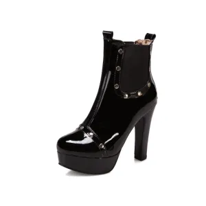 Women's Studded Platform High Heel Short Boots