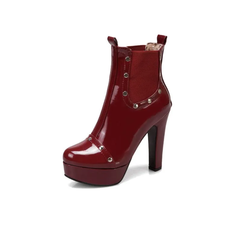 Women's Studded Platform High Heel Short Boots