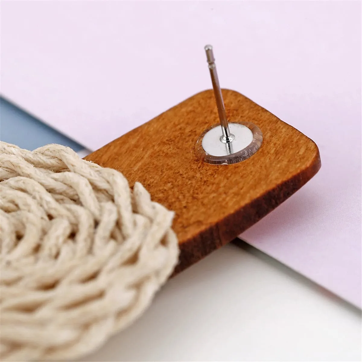 Wood & Rattan Circle Drop Earrings