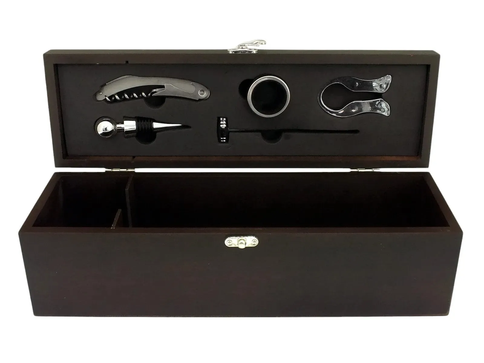 Wooden Wine Bottle Presentation Case & Accessories Connoisseur's Gift Set