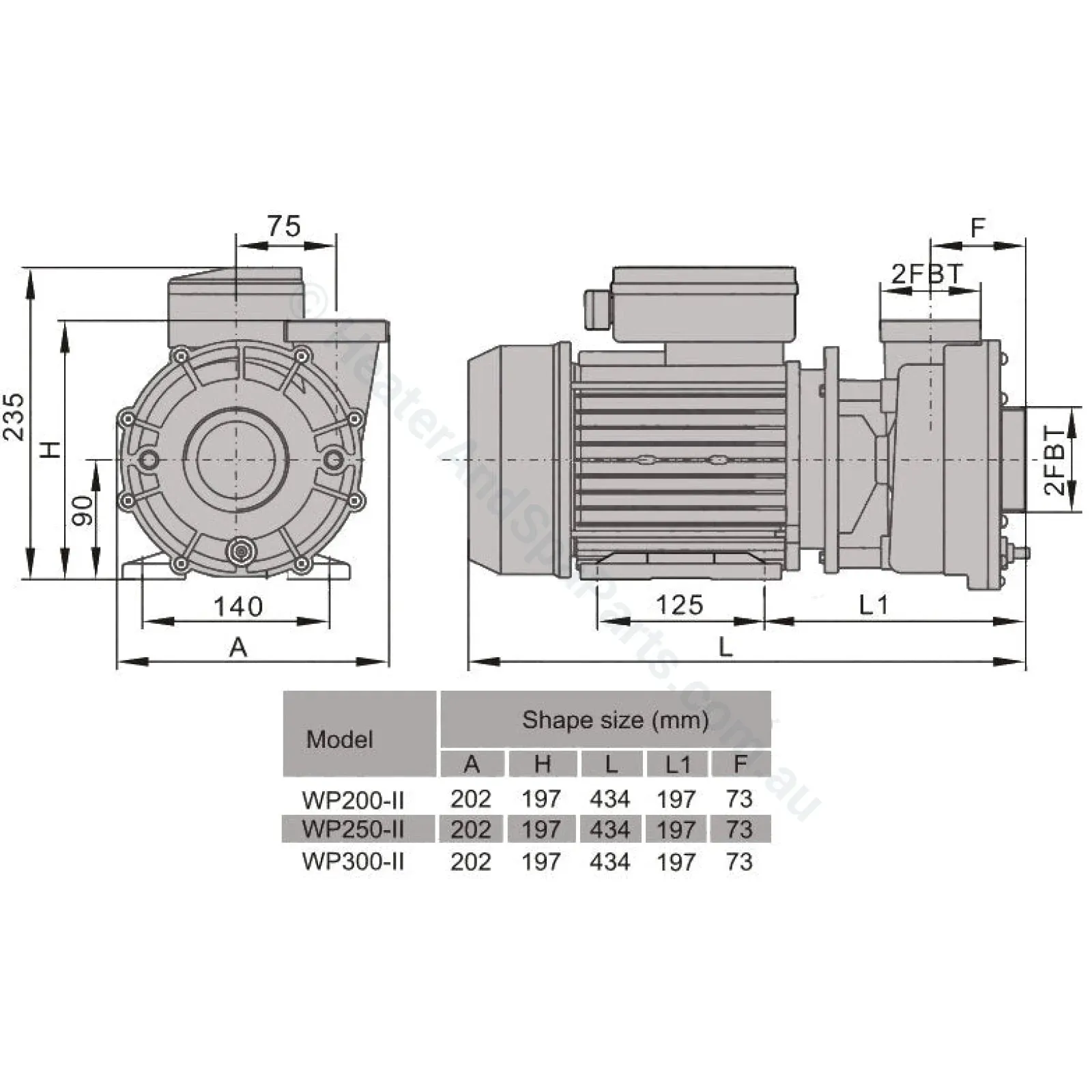 WP150-II 1.5HP Pro Series - LX Whirlpool - Two-speed Jet Booster Pump