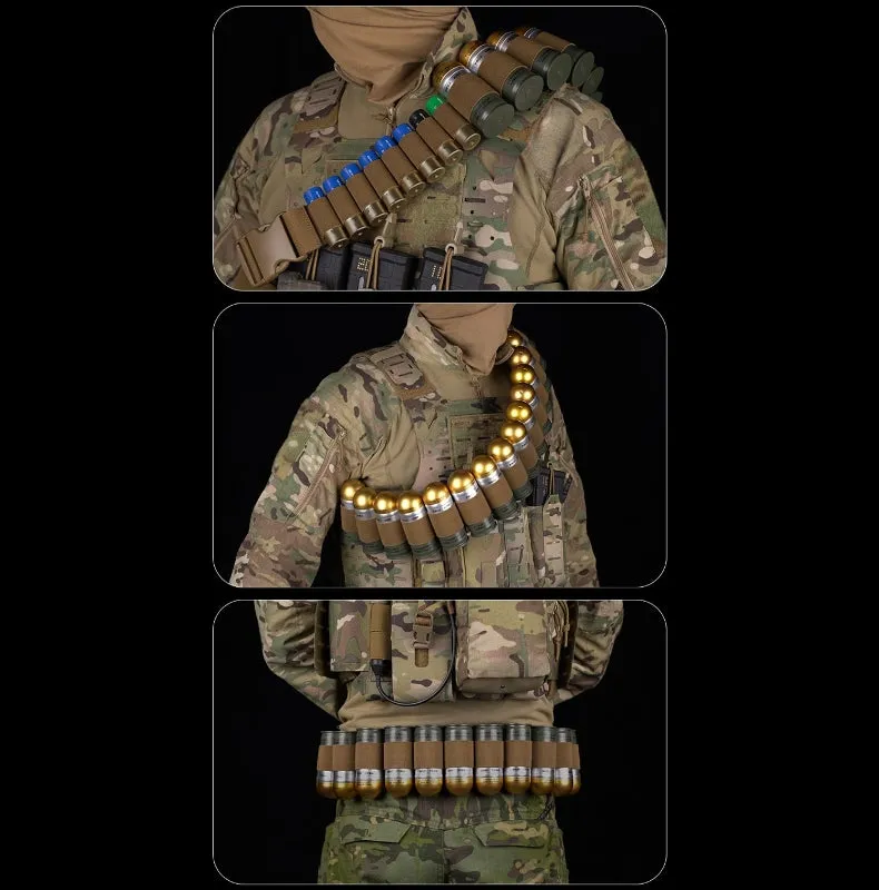 WST Bandolier Belt for 16 pcs 40mm Grenade Shell - Black