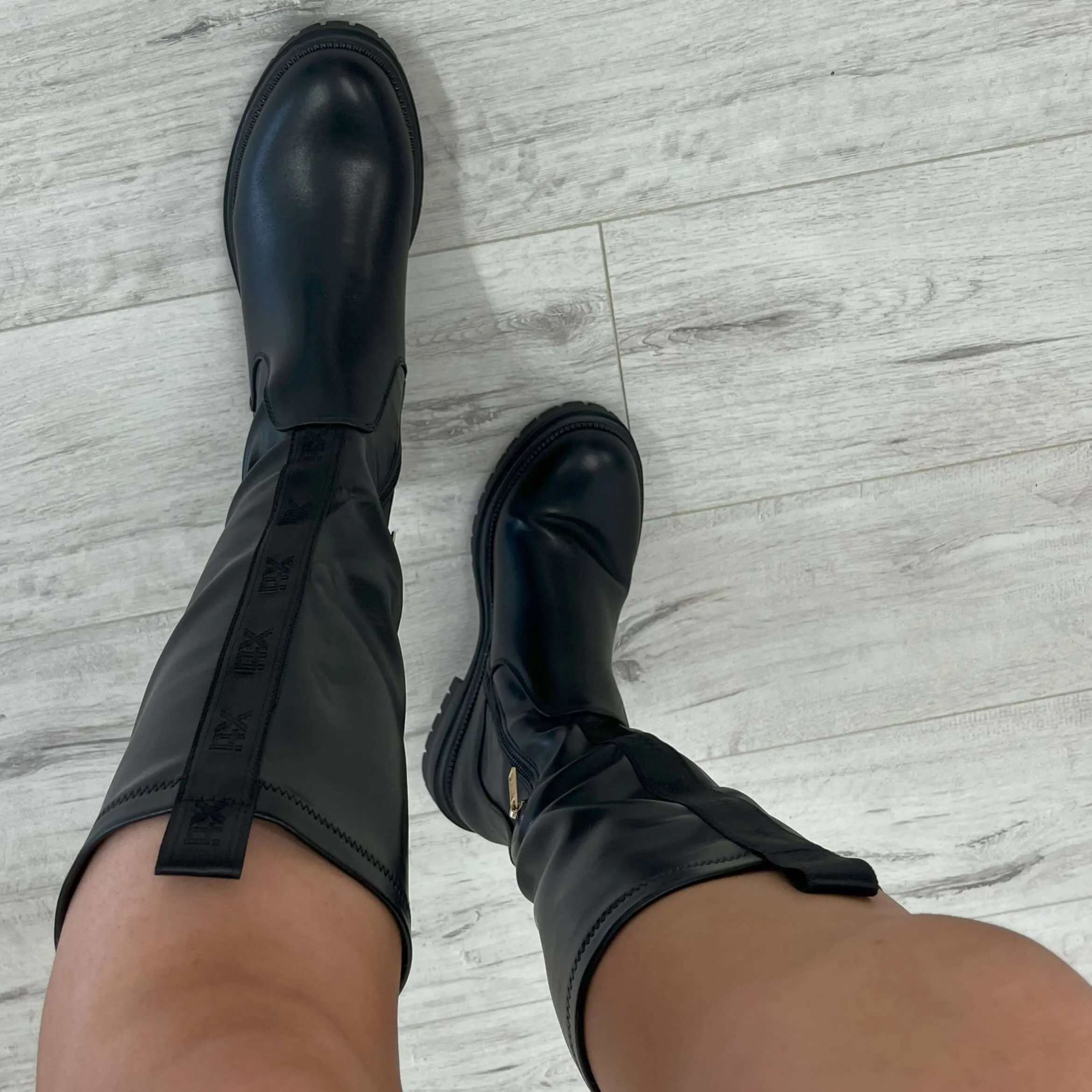 XTI Black Long Length Flat Boots